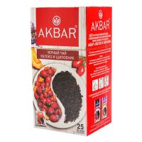 Чай пакетированный Akbar Яблоко и шиповник, черный, 25 пакетиков
