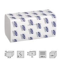Бумажные полотенца Luscan Professional листовые, белые, V укладка, 200шт, 2 слоя, 20 пачек