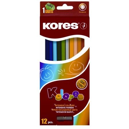 фото: Набор цветных карандашей Kores 12 цветов, с точилкой, 96312.01