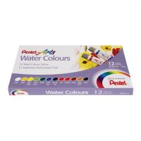 Краски акварельные художественные PENTEL 'Water Colours', НАБОР 12 цветов, туба 5 мл, картонная упак