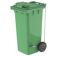 Контейнер-бак для мусора на колесах Iplast 240л, зеленый, с крышкой, с педалью, 24.C21