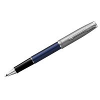 Ручка-роллер Parker 'Sonnet Sand Blasted Metal&Blue Lacquer' черная, 0,8мм, подар. уп.