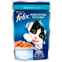 Влажный корм для кошек Felix Аппетитные кусочки с форелью в желе, 85г
