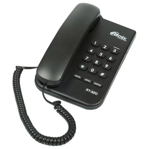 фото: Телефон RITMIX RT-320 black, световая индикация звонка, блокировка набора ключом, черный, 15118347