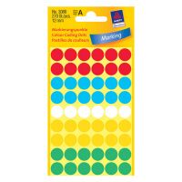 Этикетки маркеры Avery Zweckform 3088, разноцветные, d=12мм, 54шт на листе, 5 листов
