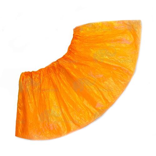 фото: Бахилы Elegreen Экстра Плюс 15мкм (3,5гр), оранжевые, с 2й резинкой, 50 пар