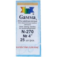 Иглы для шитья Gamma N-270, 10см, 25шт/уп
