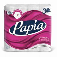 Туалетная бумага Papia белая, 3 слоя, 32 рулона, 140 листов