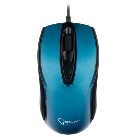 фото: Мышь проводная оптическая USB Gembird MOP-405-B 1000dpi, черно-синяя, бесшумная