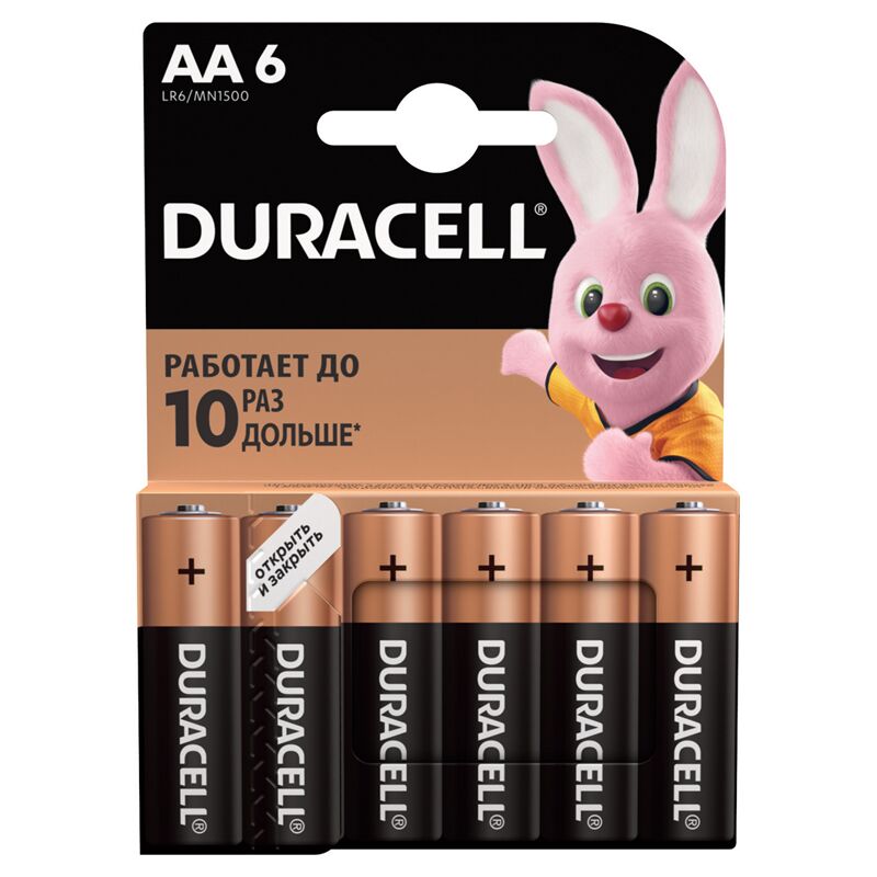 фото: Батарейка Duracell Basic AA LR6, 1.5В, алкалиновые, 6шт/уп