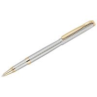 Ручка-роллер Delucci 'Celeste', синяя, 0,6мм, цвет корпуса - серебро/золото, подар.уп.
