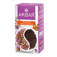 Чай пакетированный Akbar Чабрец и облепиха, черный, 25 пакетиков