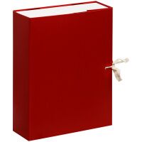 Архивный короб Officespace красный, 320х240х80мм, с клапаном, с завязками, разборный