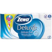 Туалетная бумага Zewa Deluxe без аромата, белая, 3 слоя, 8 рулонов, 150 листов, 21м