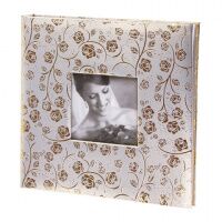 Фотоальбом BRAUBERG свадебный, 20 магнитных листов 30х32 см, под фактурную кожу, бело-золотой, 39112