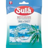 Конфеты-карамель SULA (Зула) леденцовая, 'Эвкалипт', 60 г, пакет, 87041