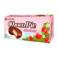 Печенье Lotte Choco-Pie клубника, 168г, 6шт/уп