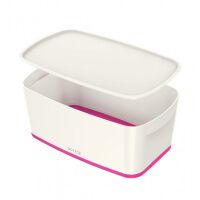 Короб для хранения с крышкой Leitz MyBox малый, бело-розовый, 52291023