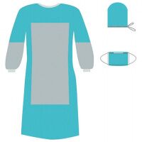 Комплект одноразовой одежды Гекса КХ-03 для хирурга с усиленной защитой, стерильный, 3 предмета