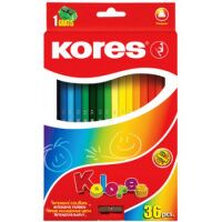 Набор цветных карандашей Kores 36 цветов, трехгранные, с точилкой, 93336.01
