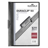 Пластиковая папка с клипом Durable Duraclip черная, А4, до 60 листов, 2209-01