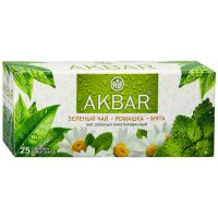 Чай пакетированный Akbar Мята-Ромашка, зеленый, 25 пакетиков