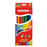 Набор цветных карандашей Kores 24 цвета, трехгранные, двухцветные, с точилкой, 93212