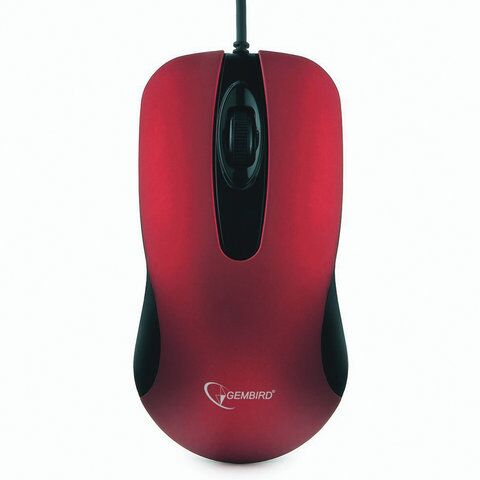 фото: Мышь проводная оптическая USB Gembird MOP-400-R 1000dpi, красная, бесшумная