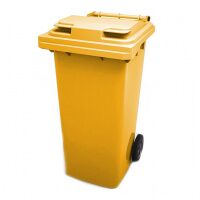 Контейнер-бак для мусора на колесах Iplast 120л, желтый, с крышкой, 23.C29