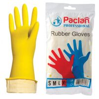 Перчатки латексные Paclan Professional р.XL, желтые, с х/б напылением