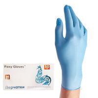 Перчатки нитриловые Foxy Gloves p.L, голубые, 100шт (50 пар) НДС 10%
