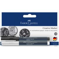 Набор маркеров для декорирования Faber-Castell 'Creative' белый/черный, пулевидный, 1,5мм, блистер