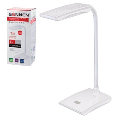 фото: Светильник настольный Sonnen TL-LED-004-5W-12 белый, на подставке, светодиодный