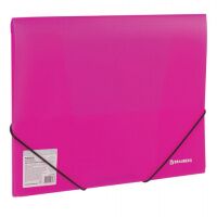 Пластиковая папка на резинке Brauberg Neon розовая, А4, до 300 листов