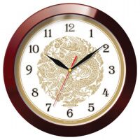 Часы настенные Troyka бежевые с рисунком Золотой дракон, d=29см, круглые, 11131190