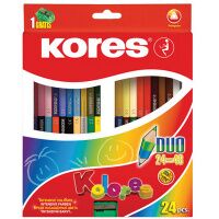 Набор цветных карандашей Kores 48 цветов, с точилкой, двухцветные, 93224