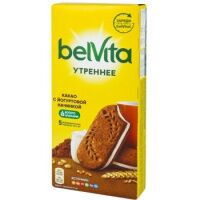 Печенье Belvita Утреннее какао с йогуртовой начинкой, 253г