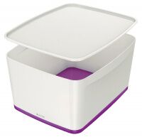 Короб MyBox® с крышкой, большой, белый/фиолетовый