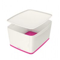Короб для хранения с крышкой Leitz MyBox большой, бело-розовый, 52161023
