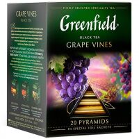 Чай Greenfield Grape Vines (Грейп Вайнс), черный, в пирамидках, 20 пакетиков