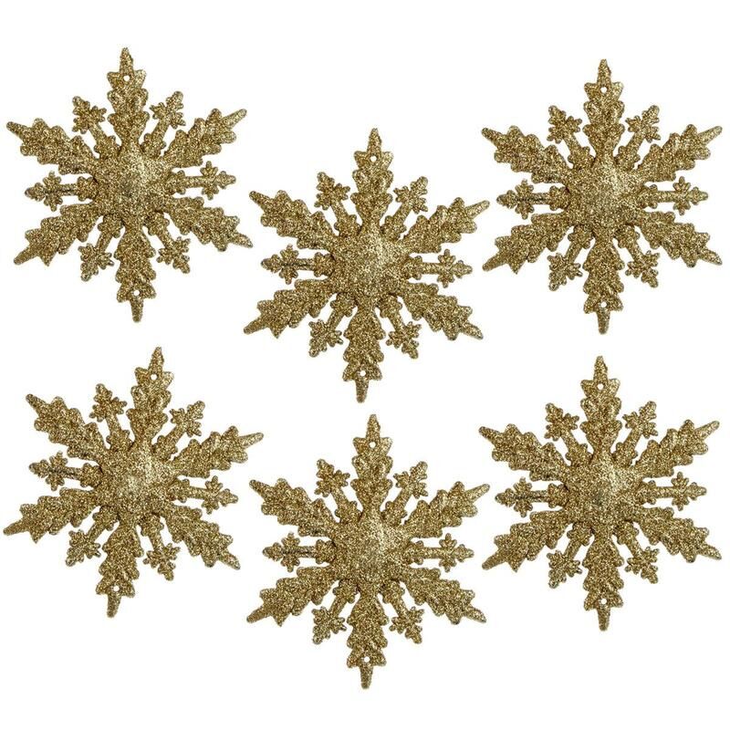 фото: Набор декоративных украшений Снежинки, 6 шт.,цвет золотой 80388