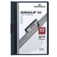 Пластиковая папка с клипом Durable Duraclip синяя, А4, до 60 листов, 2209-07