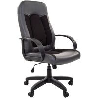 Кресло руководителя Chairman 429 иск. кожа, серая, ткань 10-356 черная, крестовина пластик