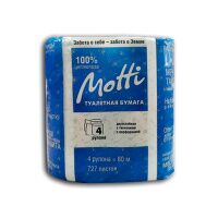 Туалетная бумага Motti в рулоне, 20м, 2 слоя, белая, 4 рулона