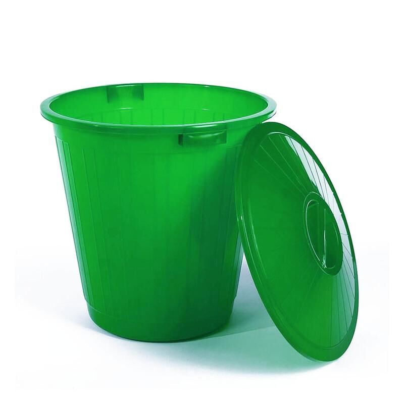 фото: Бак для отходов 60л, пластик, с крышкой, зеленый