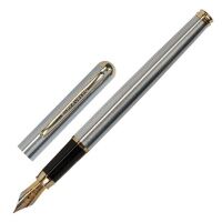 Ручка бизнес-класса перьевая BRAUBERG Maestro, СИНЯЯ, корпус серебристый с золотистыми деталями, лин