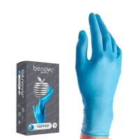 Перчатки нитриловые Benovy Nitrile Chlorinated BS р.S, голубые, 100 пар