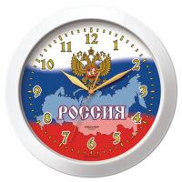 Часы настенные Troyka белые с рисунком Россия, d=29см, круглые, 11110191