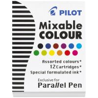 Картридж с тушью для перьевой ручки Pilot Parallel Pen 12 цветов, 12 шт/уп