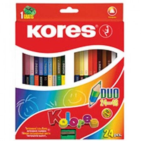 фото: Набор цветных карандашей Kores 24 цвета, трехгранные, с точилкой, 93324.01